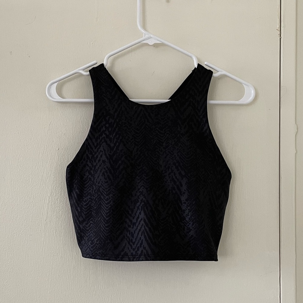 Athleta Embossed Conscious Crop A-C Sports Bra in Black